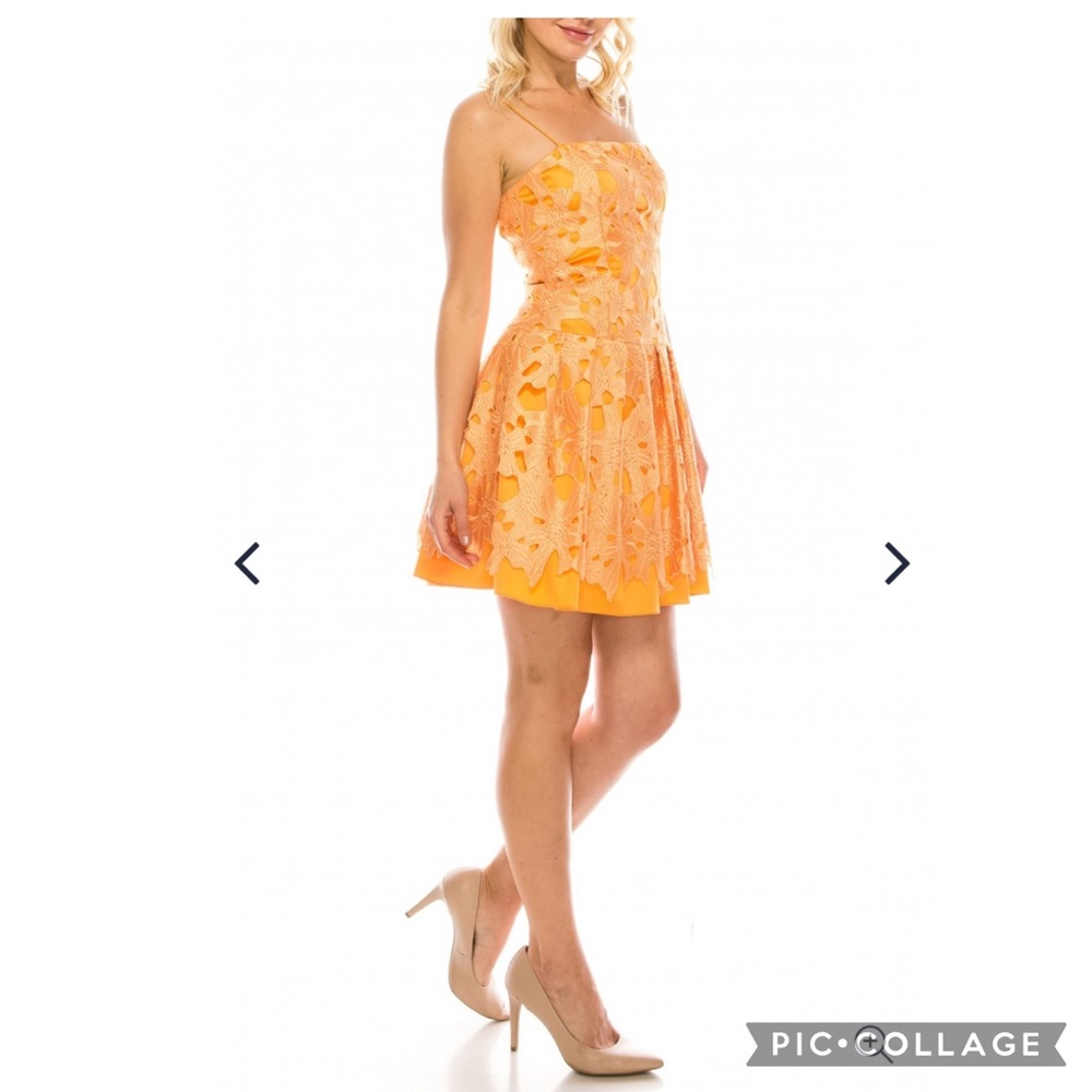 Adrianna Papell drop torso LACE party dress 🧡 - Picture 2 of 12